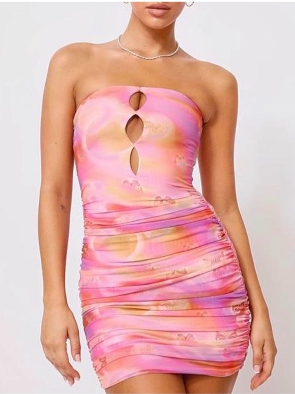 ✨ TIGER MIST Y2K Pink Butterfly Ruched Bodycon Mini Dress ✨